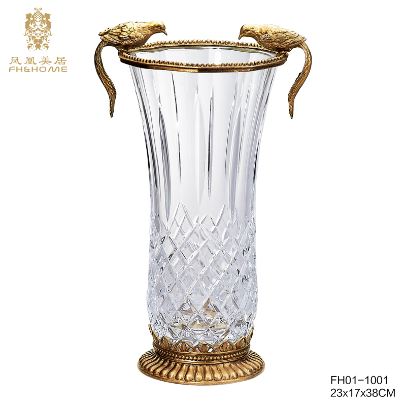    FH01-1001铜配水晶玻璃花瓶   