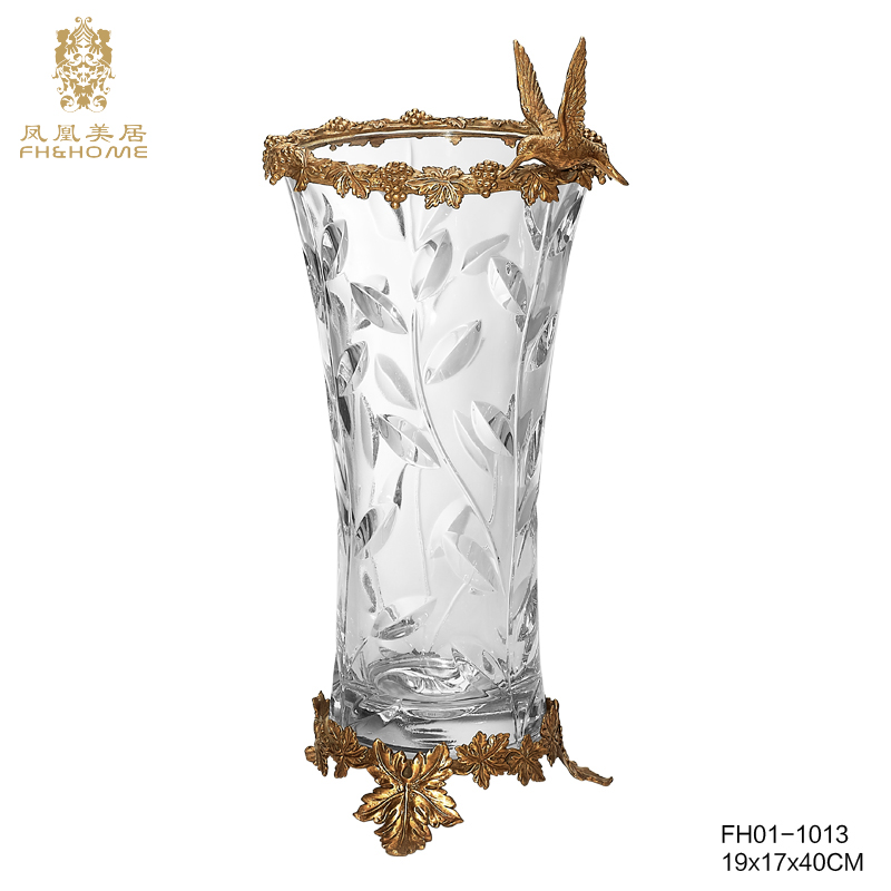    FH01-1013铜配水晶玻璃花瓶   