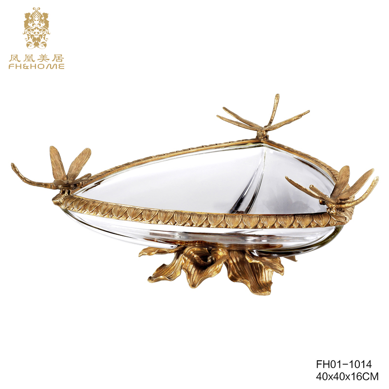    FH01-1014铜配水晶玻璃果盘   