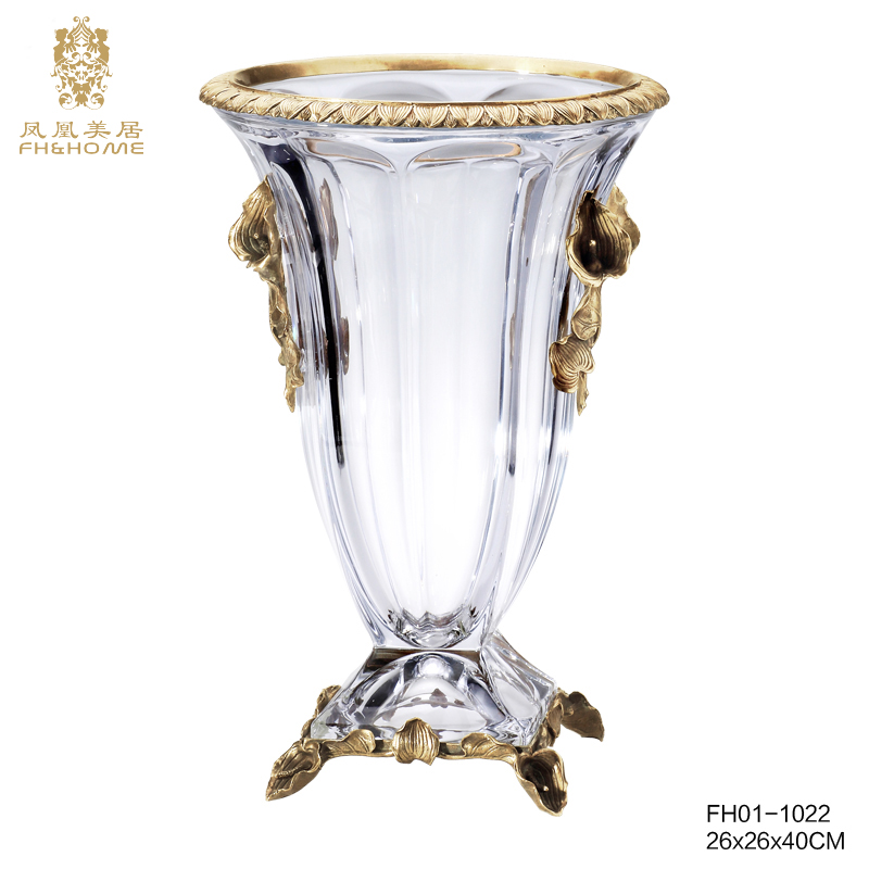    FH01-1022铜配水晶玻璃花瓶   
