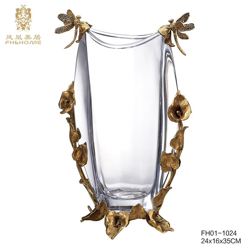    FH01-1024铜配水晶玻璃花瓶   