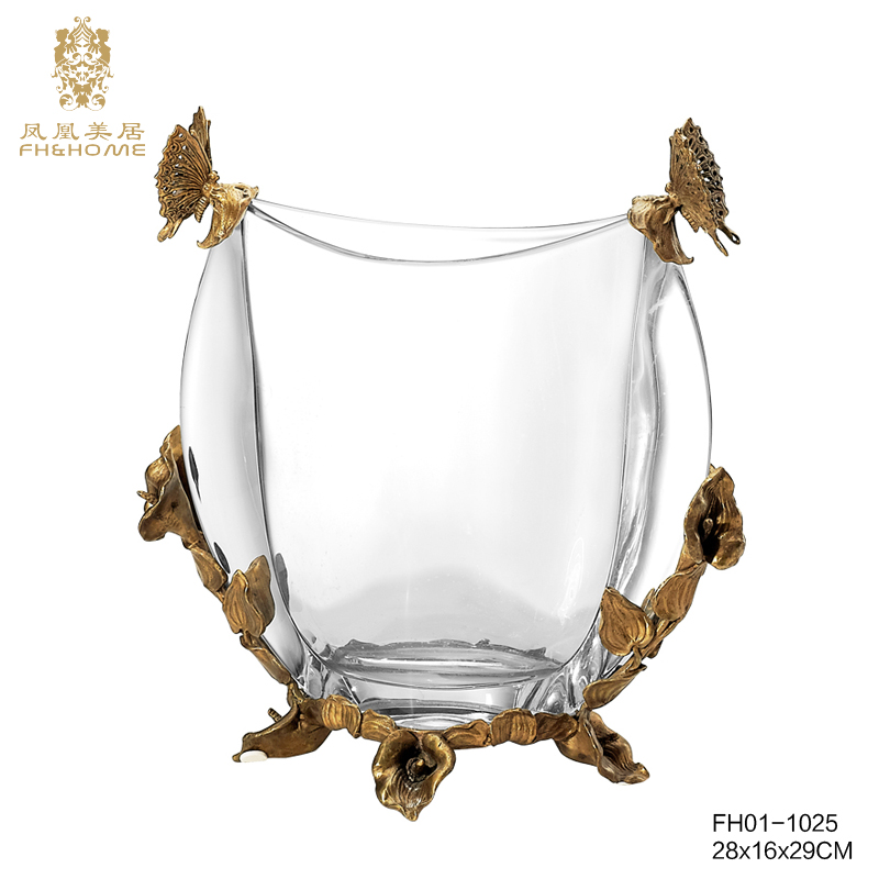    FH01-1025铜配水晶玻璃花瓶   