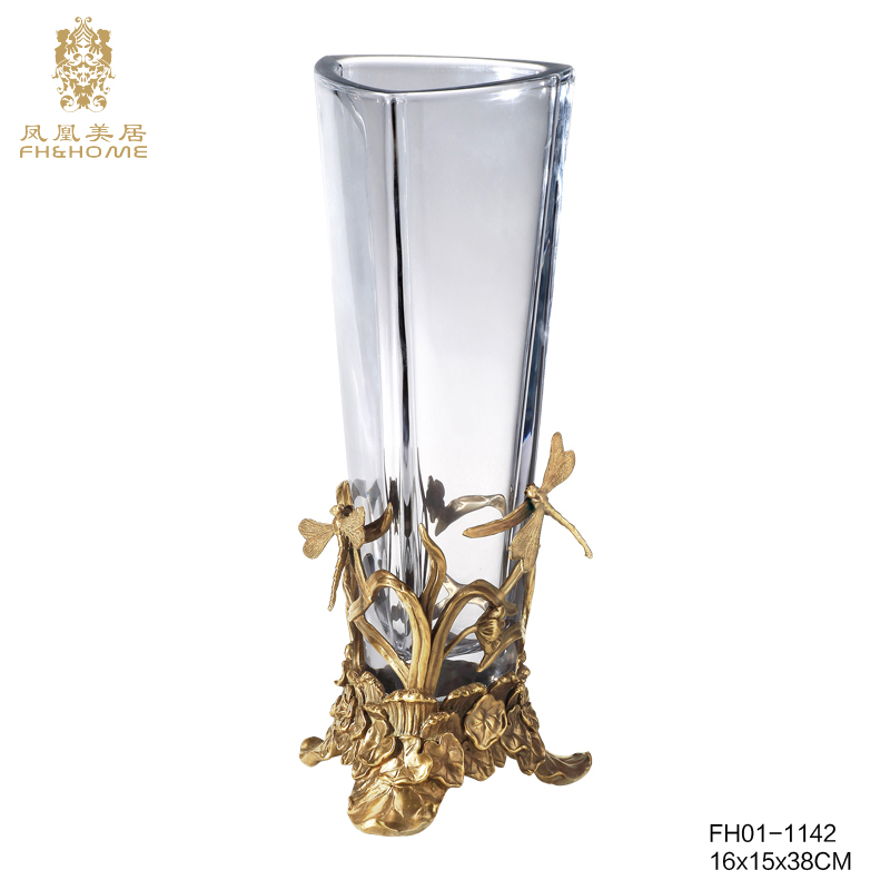    FH01-1142铜配水晶玻璃花瓶   