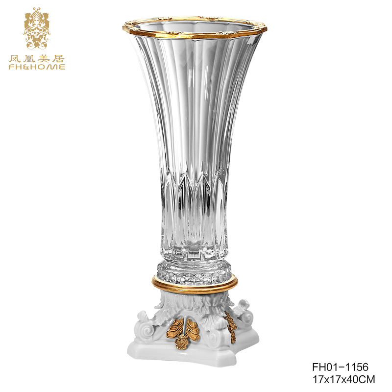    FH01-1156铜配水晶玻璃花瓶   
