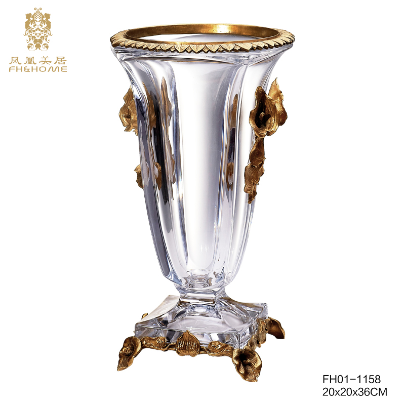    FH01-1158铜配水晶玻璃花瓶   