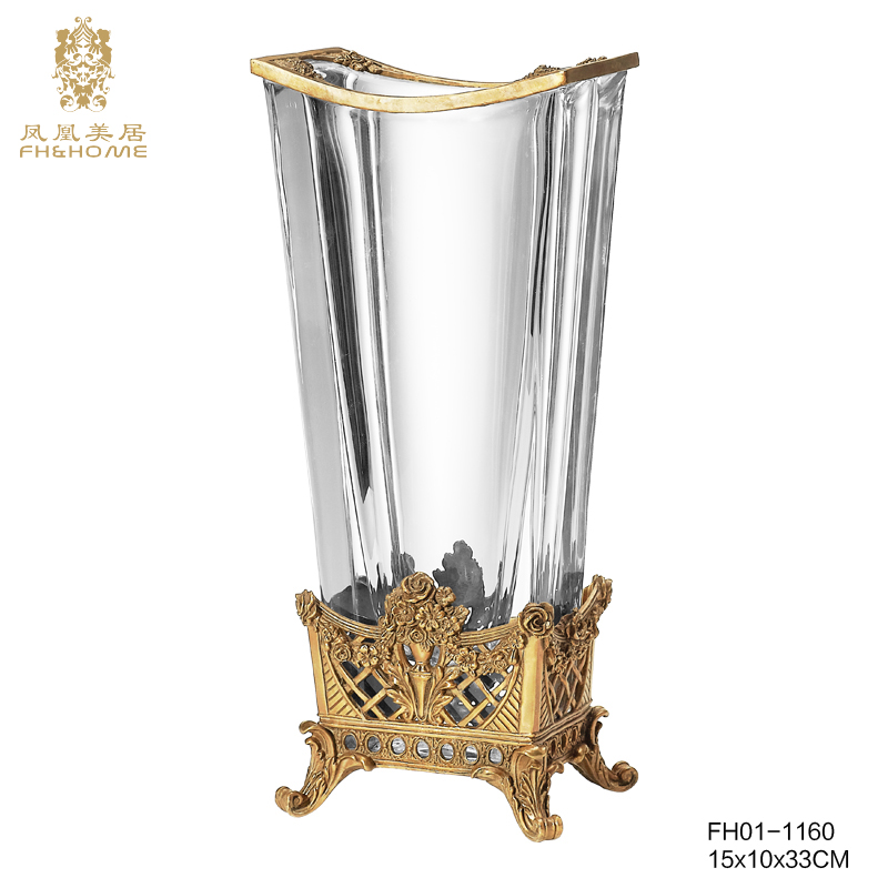   FH01-1160铜配水晶玻璃花瓶   