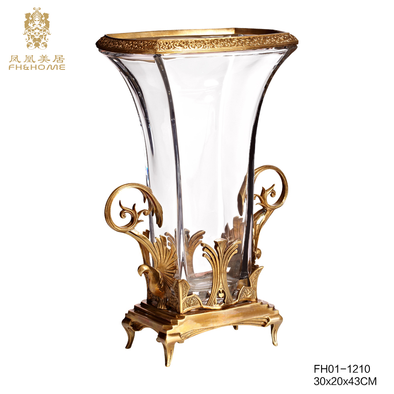    FH01-1210铜配水晶玻璃花瓶   