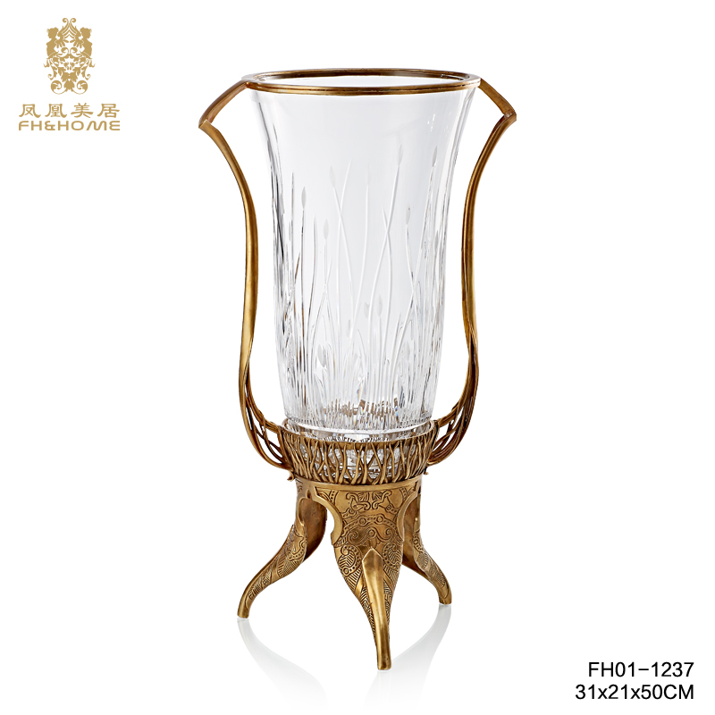    FH01-1237铜配水晶玻璃花瓶   