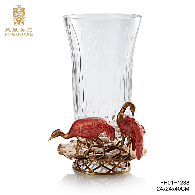    FH01-1238铜配水晶玻璃花瓶   