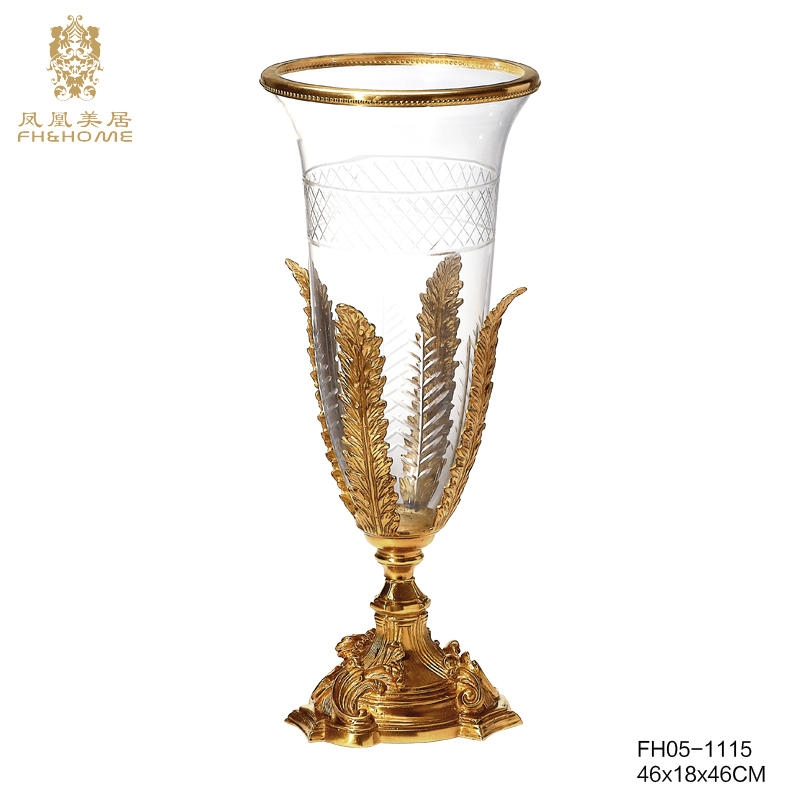    FH05-1115铜配水晶玻璃花瓶   