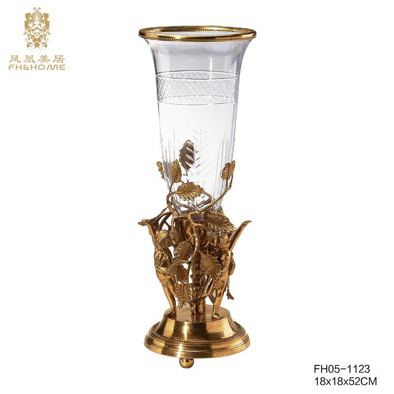    FH05-1123铜配水晶玻璃花瓶   