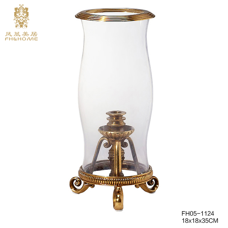    FH05-1124铜配水晶玻璃烛台   