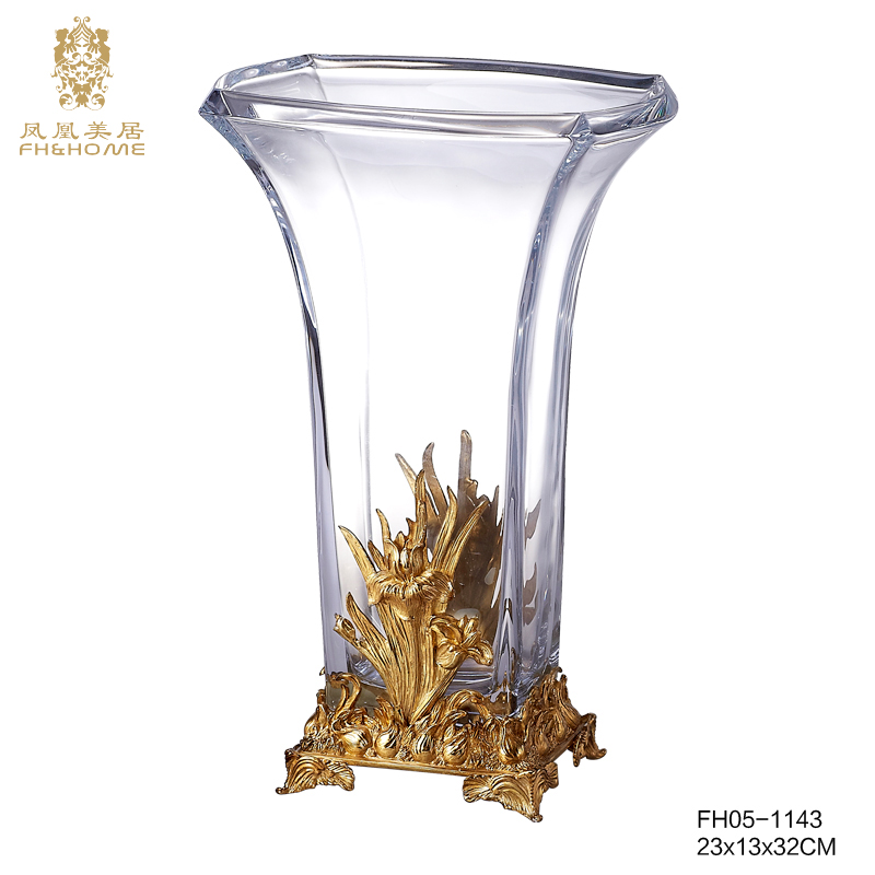    FH05-1143 铜配水晶玻璃花瓶   
