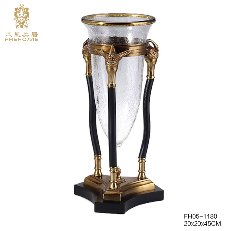    FH05-1180铜配水晶玻璃花瓶   
