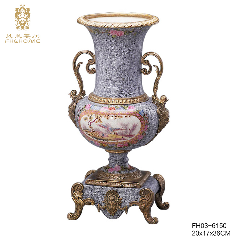FH03-6150铜配瓷圆口花瓶