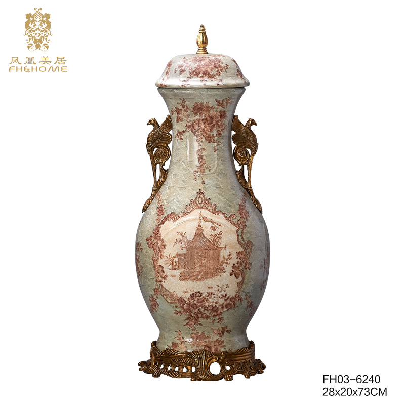    FH03-6240铜配瓷储物罐   