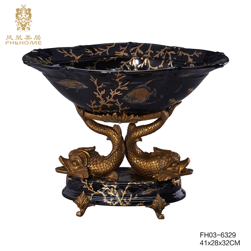    FH03-6329铜配瓷花盆   