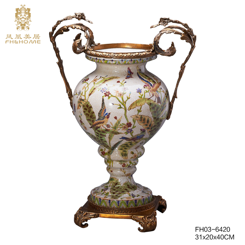    FH03-6420铜配瓷花瓶   