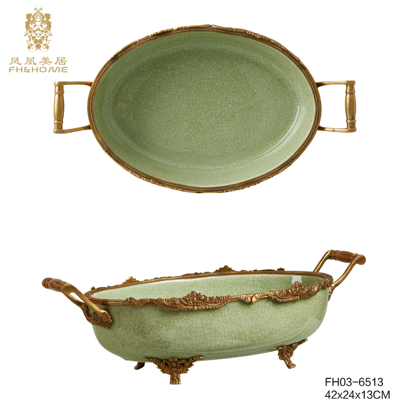    FH03-6513铜配瓷果碗   