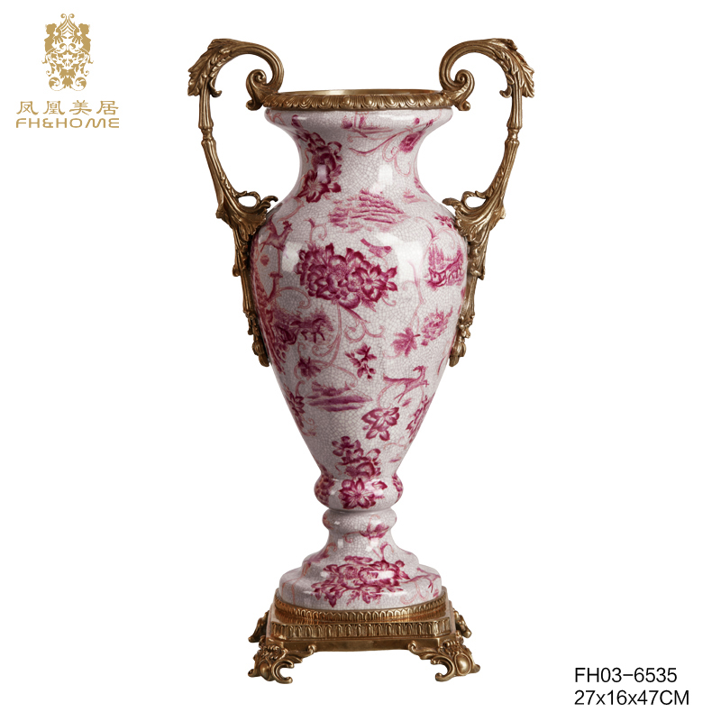    FH03-6535铜配瓷花瓶   