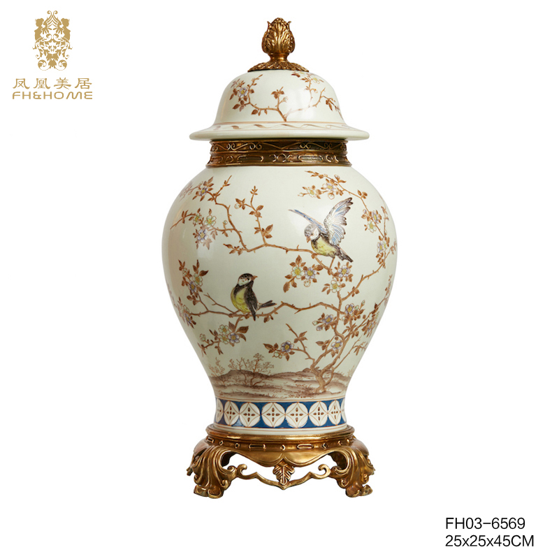    FH03-6569铜配瓷花瓶   