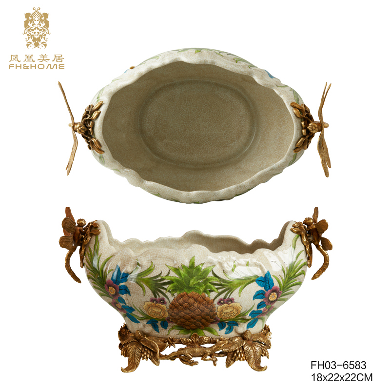    FH03-6583铜配瓷果碗   