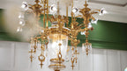 FH&HOME Palace Floral Chandelier - Ornate Crystal with Gilded Brass