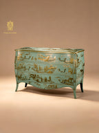 FH&HOME Marlene Series Gold Painted Chinoiserie Console Cabinet