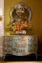 FH&HOME Marlene Series Gold Painted Chinoiserie Console Cabinet
