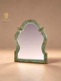 FH&HOME  Turquoise Scenic Motif Curved Wall Mirror - Gilded Trim Accent