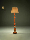 FH&HOME Orange Column Floor Lamp - Vintage Carved with Pleated Shade