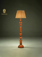FH&HOME Orange Column Floor Lamp - Vintage Carved with Pleated Shade