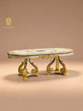 FH&HOME Luxury Elegant Blue & White Gloden Dining Table