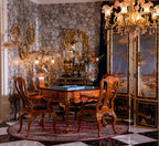 FH&HOME Cinnabar Mahjong Set - Gilded Orange Charm Series Table & Armchair
