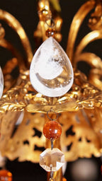 FH&HOME Baroque Brass Chandelier - Vintage Luxury with Crystal