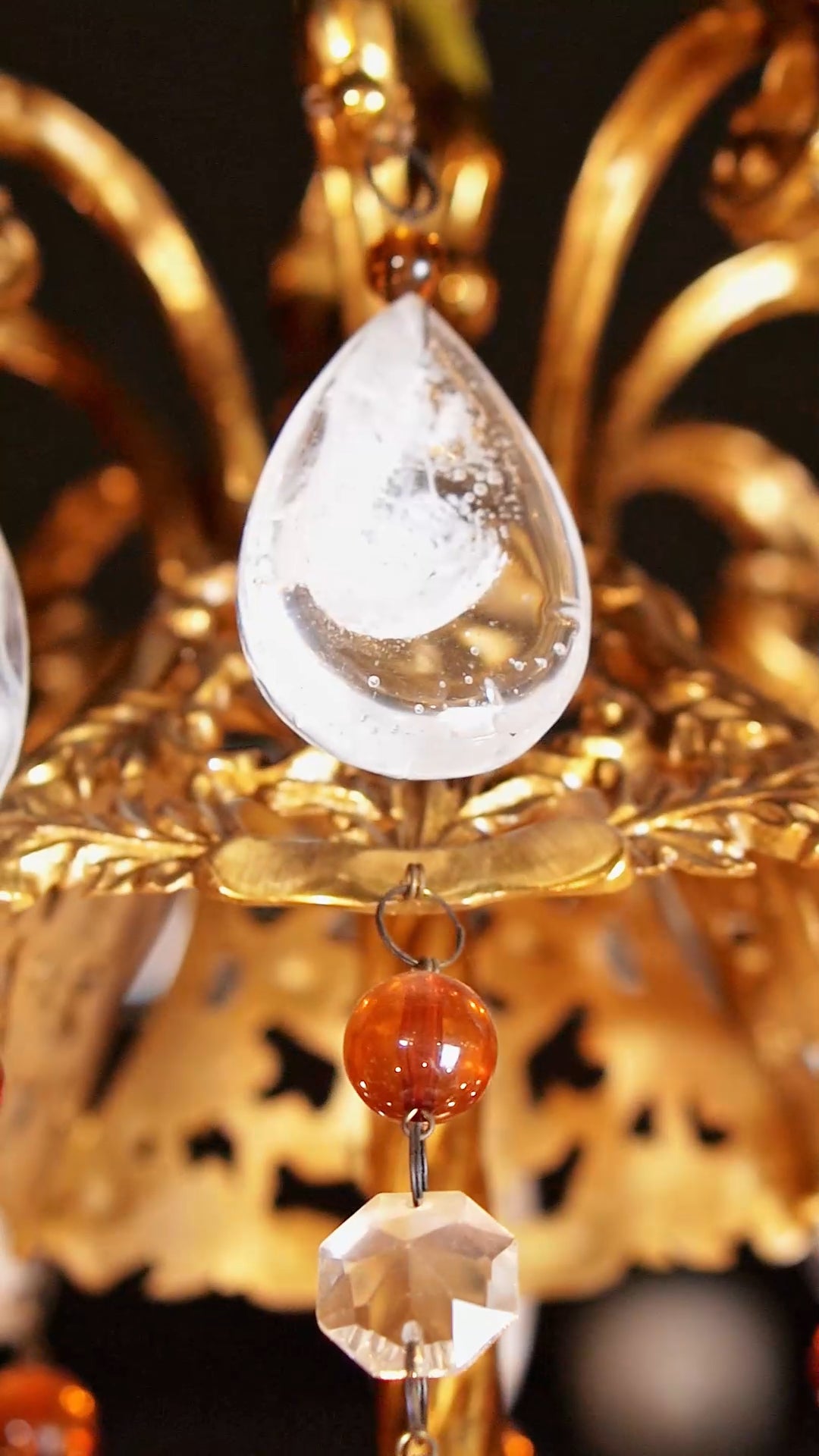 FH&HOME Baroque Brass Chandelier - Vintage Luxury with Crystal