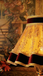 FH&HOME Ruffled Shade Table Lamp - Versailles-Inspired Floral