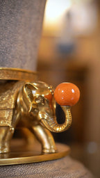 FH&HOME Ornate Elephant Base Decorative Planter - Brass Figurines