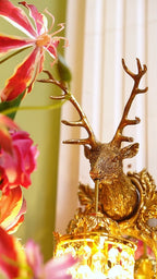 FH&HOME Deer Head Wall Sconce - Mirror Accent with Crystal Pendant