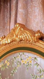 FH&HOME Louis XV Vernis Martin Rose Canopy Bed