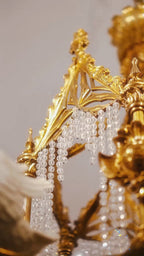 FH&HOME Porcelain Swan Chandelier - Delicate with Crystal and Brass
