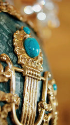 FH&HOME Turquoise Floor Lamp - Neo-Baroque Art Deco Majesty