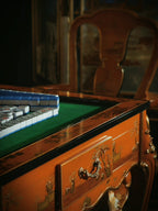 FH&HOME Cinnabar Mahjong Set - Gilded Orange Charm Series Table & Armchair