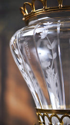 FH&HOME Prague Collection European Style Grape Vines Crystal Glass Vase - Brass & Porcelain Base