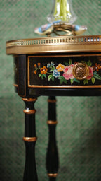 FH&HOME Craquelure Roses Occasional Table - Rococo Hand-Painted