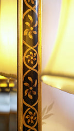 FH&HOME Black Gilded Bird & Floral Rectangular Wall Mirror