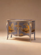 FH&HOME Lavender Legacy Console Cabinet - Chinese Landscape Gilded