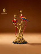 FH&HOME Art Deco Parrot Sculptural Branch Candle Holder - Gilded Retro Glamour