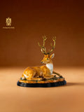 FH&HOME Luxury Majestic Sika Deer Sculpture - Hand-Painted with Gilded Antlers