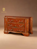 FH&HOME Coral Red Landscape Cabinet - Crackle Finish Hand-Painted